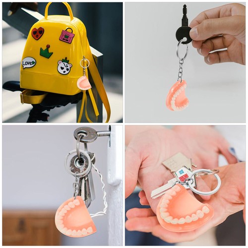 2 Pcs Denture Keychain Man Fun Keychains Halloween Gifts for Women Bulk - Foto 6 di 12
