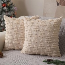 Christmas Pillow Covers 18 x 18 Set of 2 Xmas 18" x 18" Pack of 2 Beige