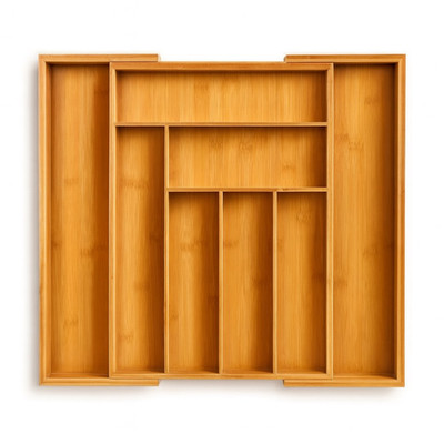Premium Bamboo Expandable Silverware Drawer Organizer   Adjustable Utensil Tray 