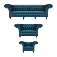 Designer Set 3Tlg Modern 2X Sofas Garnitur Sessel Modern SitzmöBel Chesterfield