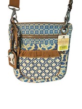 Fossil Crossbody Canvas With Leather Trim Boho 11"x10" New NWT