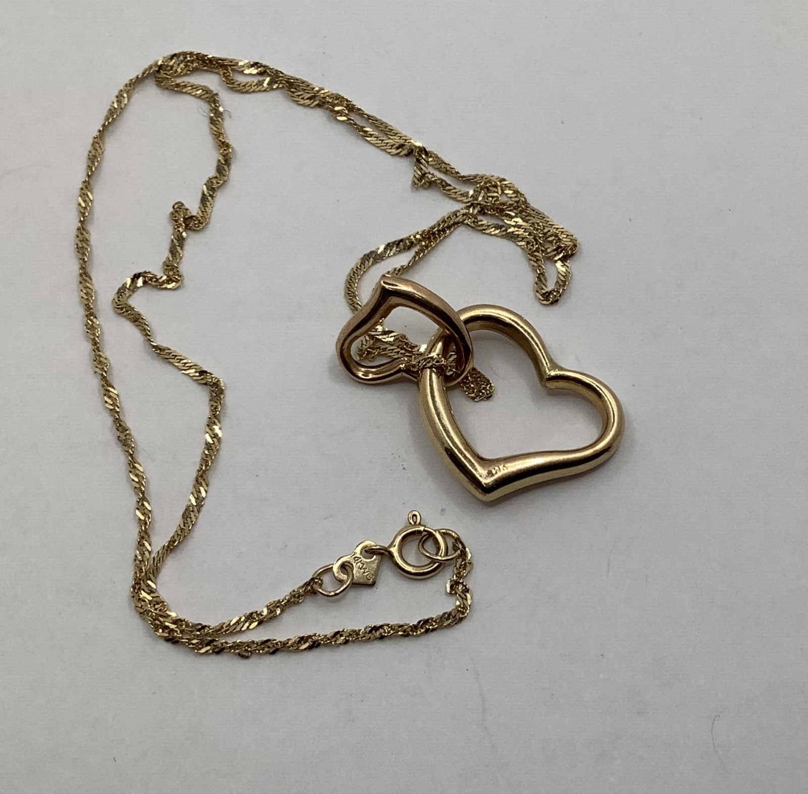 Signed OR 14K  Interlocking Puffy Double Heart Dr… - image 10