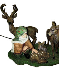 Santa And The Deer Staue Hand Crafted Christmas Holiday