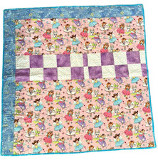 Handmade Baby Quilt 42x42 Pink Fairy Princess Castle Patchwork Blanket