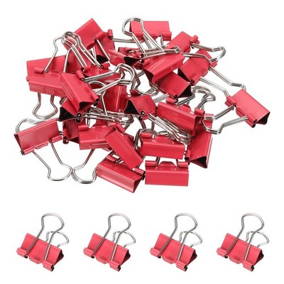 0.75'' Binder Clips, 30 Pcs Paper Clamps with Silver Wire Handles, Light Red