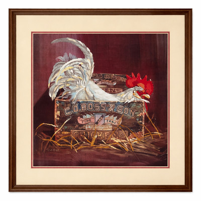 The Roost Country Farmhouse Leghorn Rooster Cross Stitch On Canvas Signed 20x22