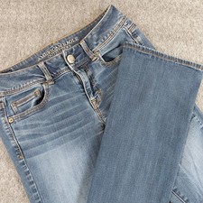 American Eagle Kick Boot Jeans Women's Size 2 Fit 27x30 Blue Low-Rise Stretch