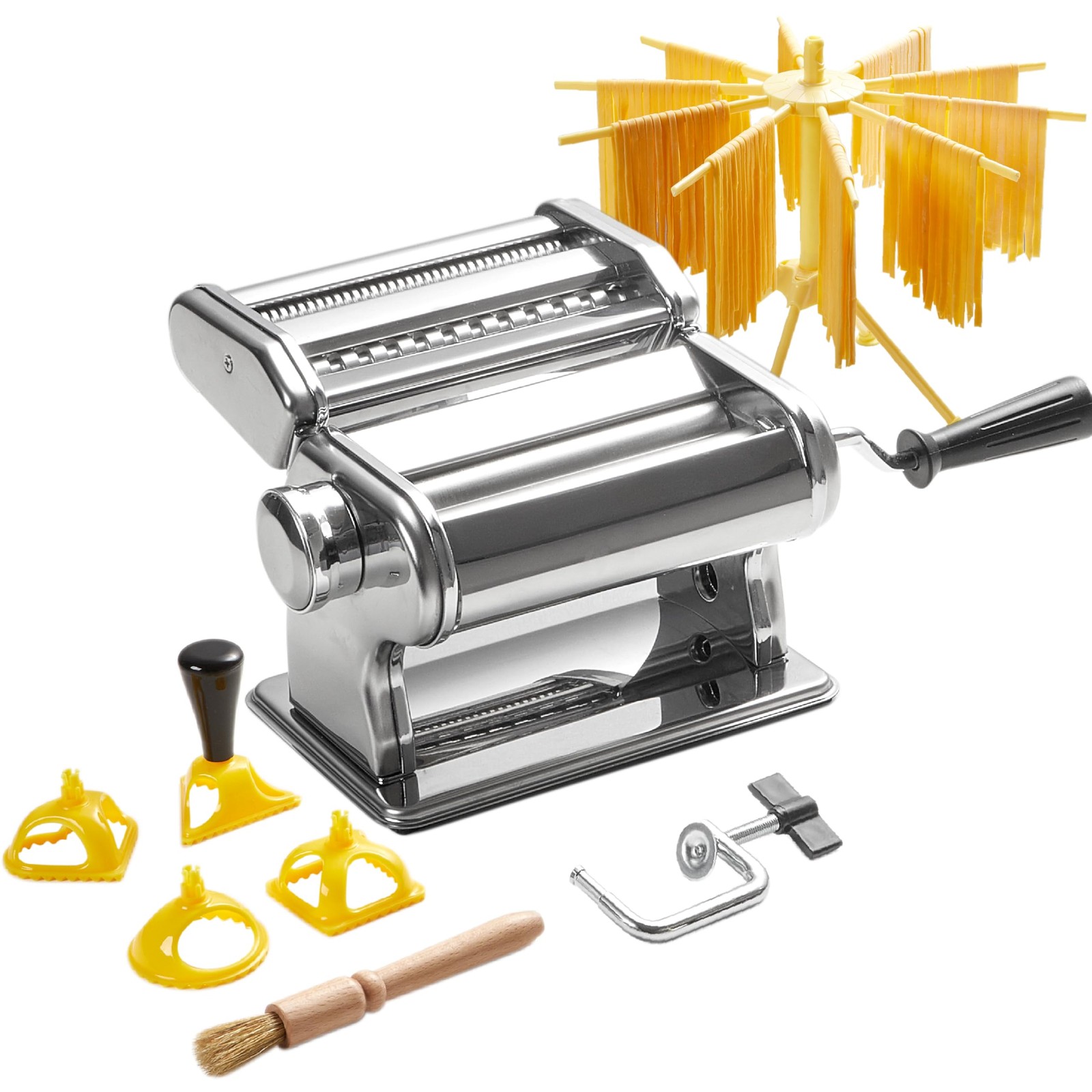 Set Pasta Maker Professionale Inox con Rastrelliera - Taglio Preciso