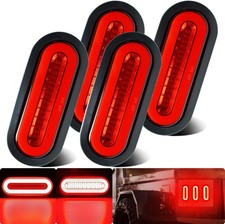 6" Oval LED Trailer Halo Brake Stop Running Turn Signal Tail Lights Red 12V 4Pc