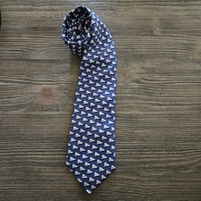Vineyard Vines Men's 100% Imported Silk Blue with Pink Whales Print Made In USA