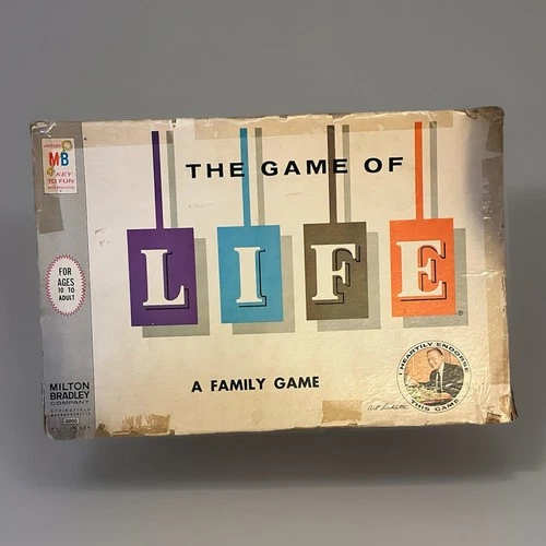 Vintage 1960 The Game of Life #4000 Milton Bradley Damaged Box
