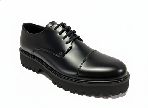 Oxford La Milano Winnie da uomo in pelle nera con punta a coppa con suola a strappo A124146-1 - Foto 1 di 4