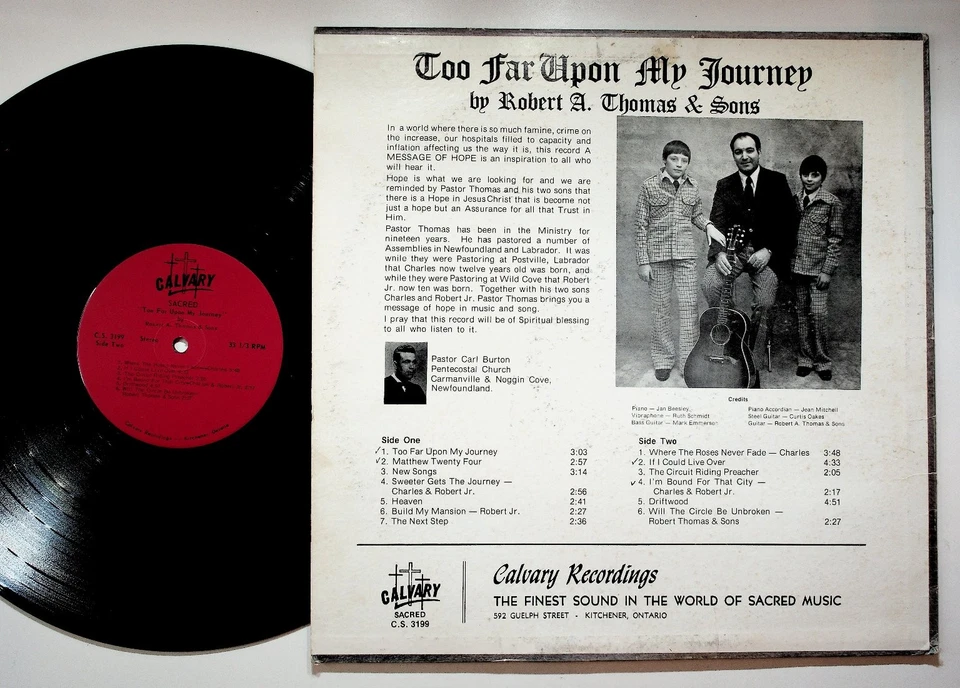 Robert A. Thomas & Sons - Too Far Upon My Journey LP Record Calvary Sacred 33RPM Foto 2 de 2