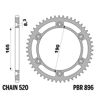 KTM MX 420 1981-1983 Krone PBR Schritt 520 52 Zähne Ergal