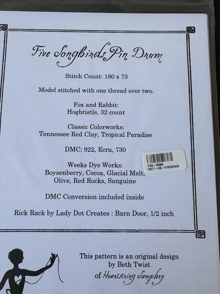 FIVE SONGBIRDS PIN DRUM for Heartstring Samplery - Image 4 of 4