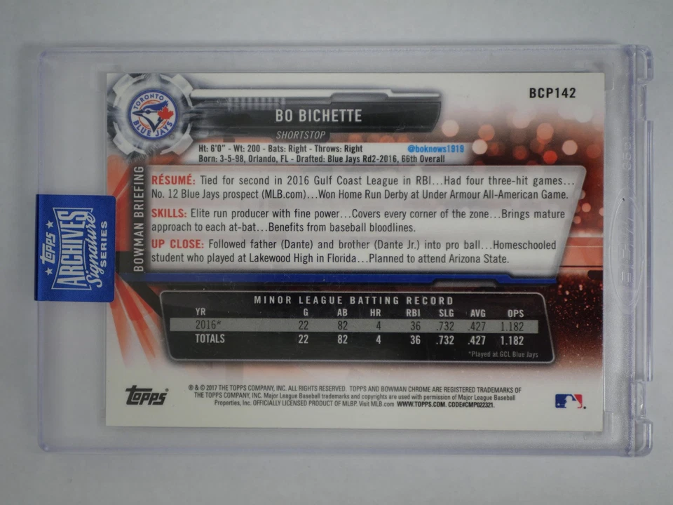 2020 Topps Archives Signature Series - Bo Bichette #BCP142 Bo Bichette #/9 - Image 2 of 2