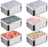 Frischhaltedosen Set, 6 StüCk Edelstahl Meal Prep Boxen Mit Deckel, 500ML
