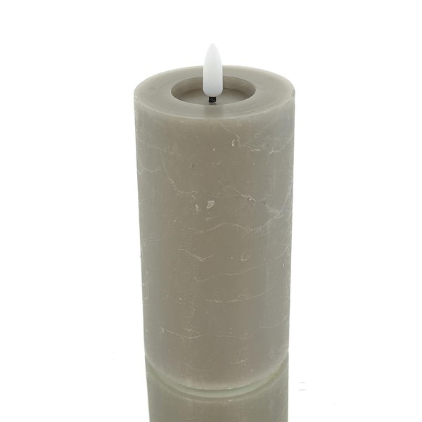 Lumineo Led Wachskerze Light Grey Hellgrau Ø 7 Cm HöHe 15 Cm Warmweiß Indoor-image