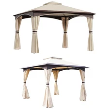 Outsunny Steel Fabric Outdoor Patio Gazebo Vented Roof w/Mesh Sidewall