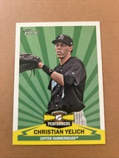 CHRISTIAN YELICH RC 2012 Topps Heritage RARE ROOKIE CARD Baseball HAMMERHEADS!. rookie card picture