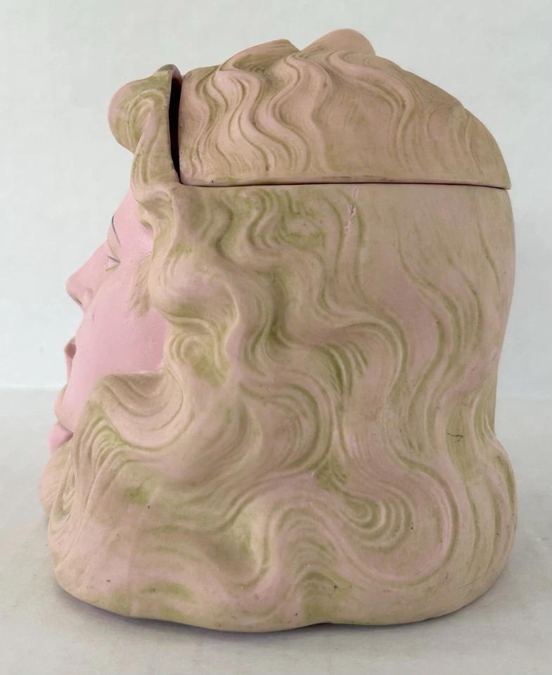 Schafer & Vater rosa Biskuit Tabakdose Räucherin Dame Jugendstil um 1890 - Bild 3 von 4