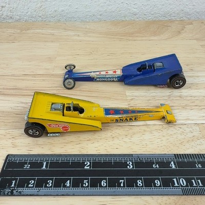 Vintage Hot Wheels Redlines Rear Engine Dragster Lot 2 Snake Mongoose 1971