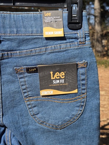 NWT Lee Youth Boys Slim Fit Stretch Denim Shorts Size 12 Medium Wash - Picture 7 of 7