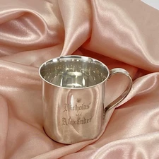 Tiffany & Co Makers Sterling Silver Baby Cup Engraved “Nicholas Alexander"