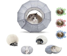Large Interactive Cat Toy Cat Tunnel Toy Soft Felt Cat Bed Cave Play  3 Catnips