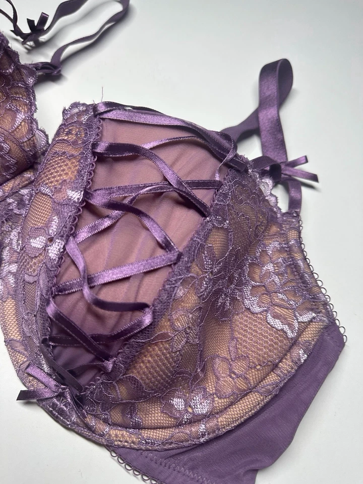 Sutiã Adore Me 40DDD moldado roxo com aro renda sexy sutiã balconette - Imagem 3 de 4