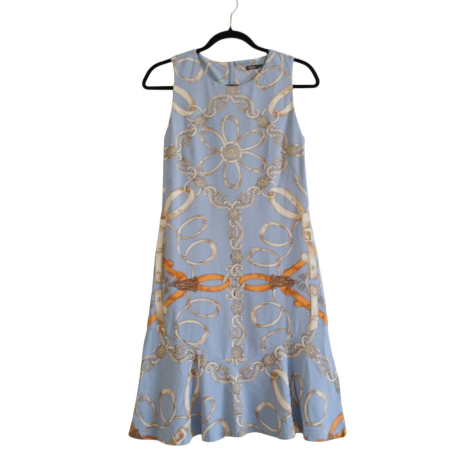 J McLaughlin Devon Carmen Equestrian Flounce Dress Women’s XS Light Blue Ruffle