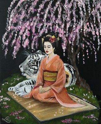 Titel: Sakura Resource Meditation, Acryl auf Leinwand, 2026