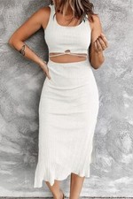 Women's Sundress 2024 Summer WHITE Sleeveless Bodycon Dress