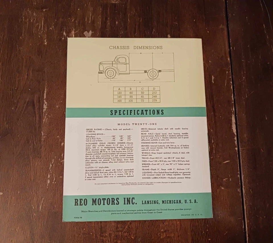 1940 1941 REO Speed Wagon modelo 21 caminhão revendedor folheto de vendas desdobrável - Imagem 2 de 4