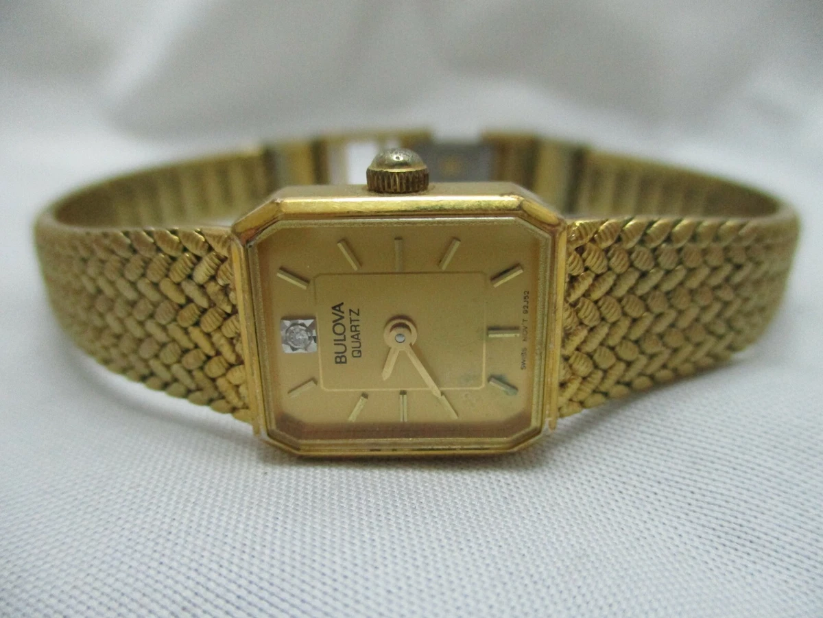 Bulova Swiss Women s Quartz Gold Toned Elegant Watch Analog eBay