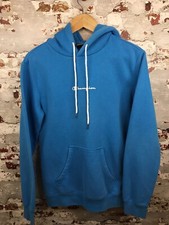 Champion Hoodie Women s Spellout Retro Casual Small S Blue Hooded Pullover