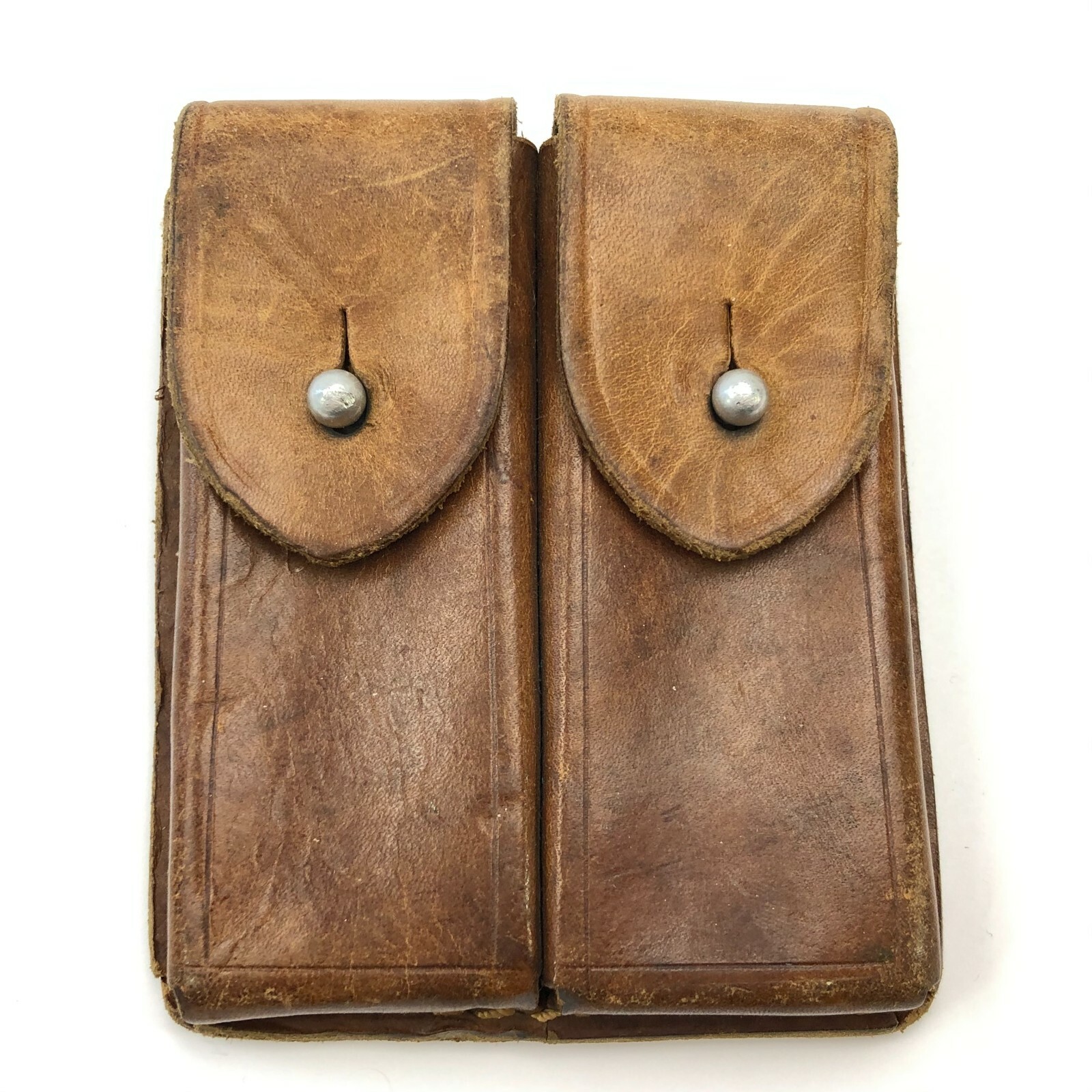 Leather Double Magazine Pouch Chinese 7.62 52/4 Flaps With Closures 4818-X-image