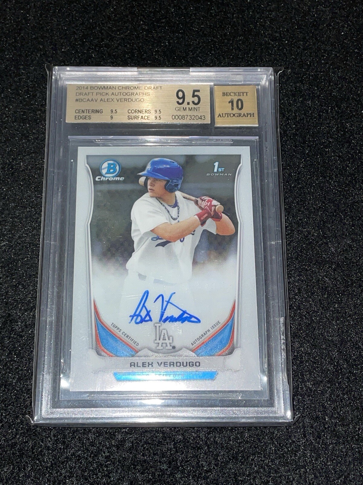 2014 Bowman Chrome Draft Alex Verdugo 1st RC Auto Autograph BGS 9.5/10 Yankees