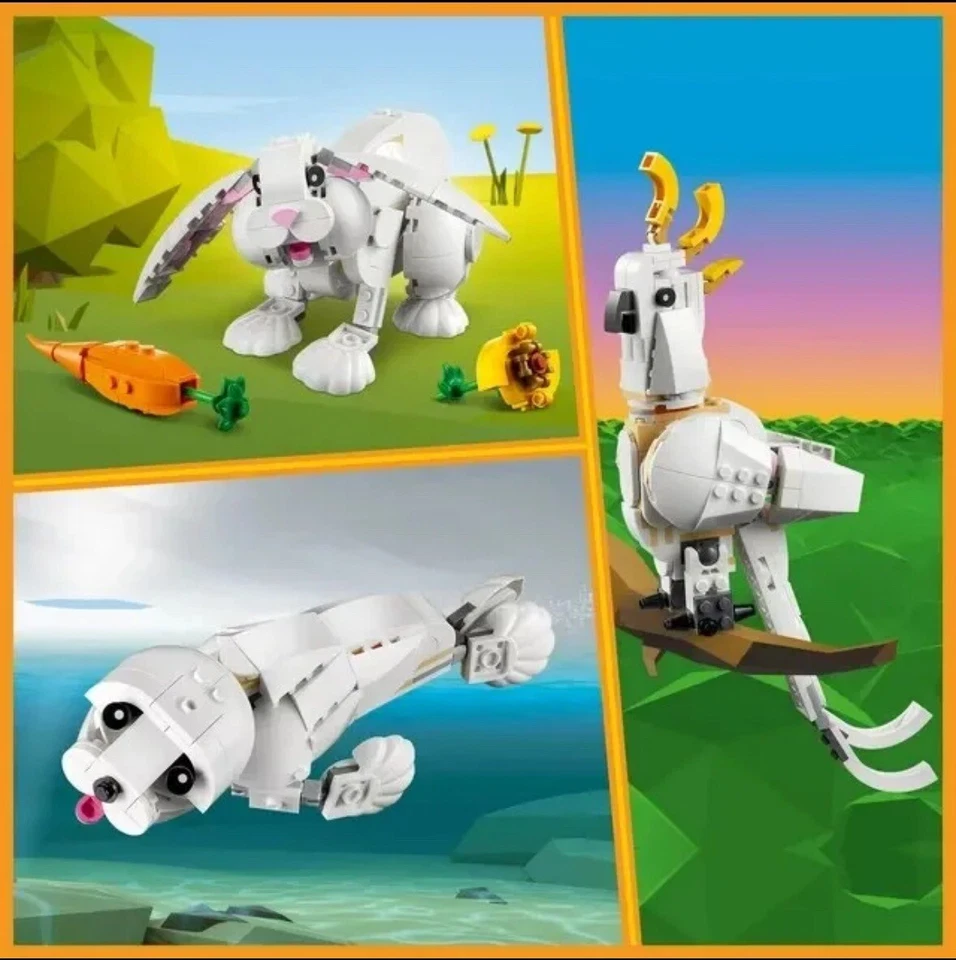 LEGO Creator 3 in 1 White Rabbit Animal Toy Building Set, STEM Toy for Kids 8+, - Image 2 of 2