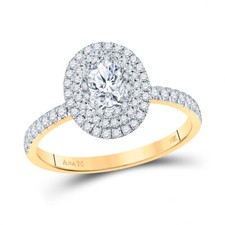 14kt Gold Womens Oval Diamond Halo Wedding Engagement Ring 3/4ctw Certified