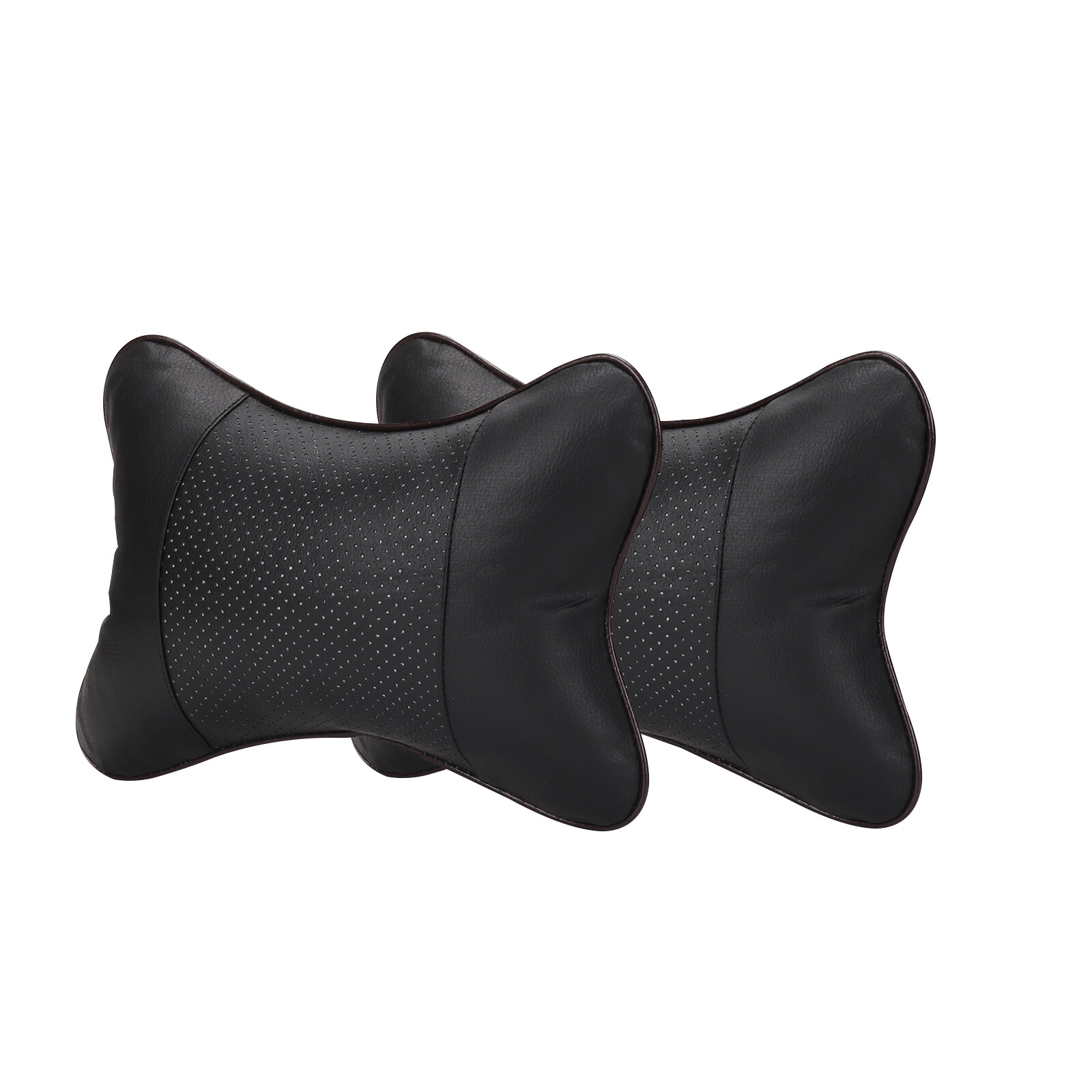2Pcs Car Seat Head Neck Rest Leather Support Cushion Pad HeadRest Bone