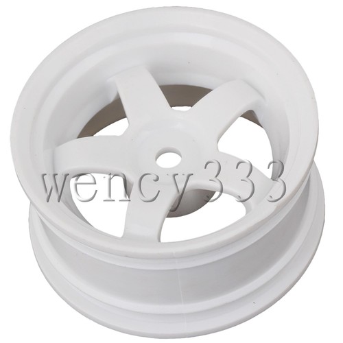Cerchio ruota in plastica bianco RC 1:10 su strada auto da corsa e drift car con guida a 5 razze - Foto 4 di 6