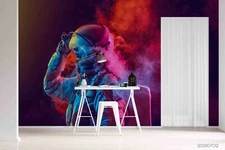 3D Astronaut Smoke Wallpaper Wall Mural Removable Self-adhesive Sticker2501