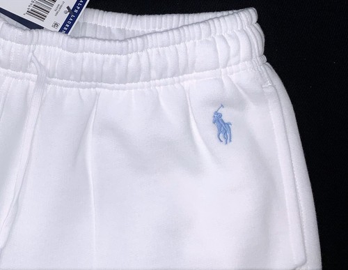 Polo Ralph Lauren Women Soft Cotton Sweatpants Side Logo Blue Pony White Size L - Picture 7 of 11