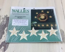 WALLIES WALLPAPER CUTOUTS - 25 Celestial Stars- Pre Pasted Vinyl Coated!  COOL!