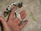 Moon Goddess Lunar Phases Mother Earth Rare VTG Solid Pewter stone beaded accent — photo 1