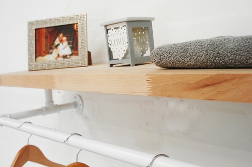 White Pipe Fitting Clothes Rail & Shelf, Industrial Pipe, Vintage Style - Picture 10 of 12