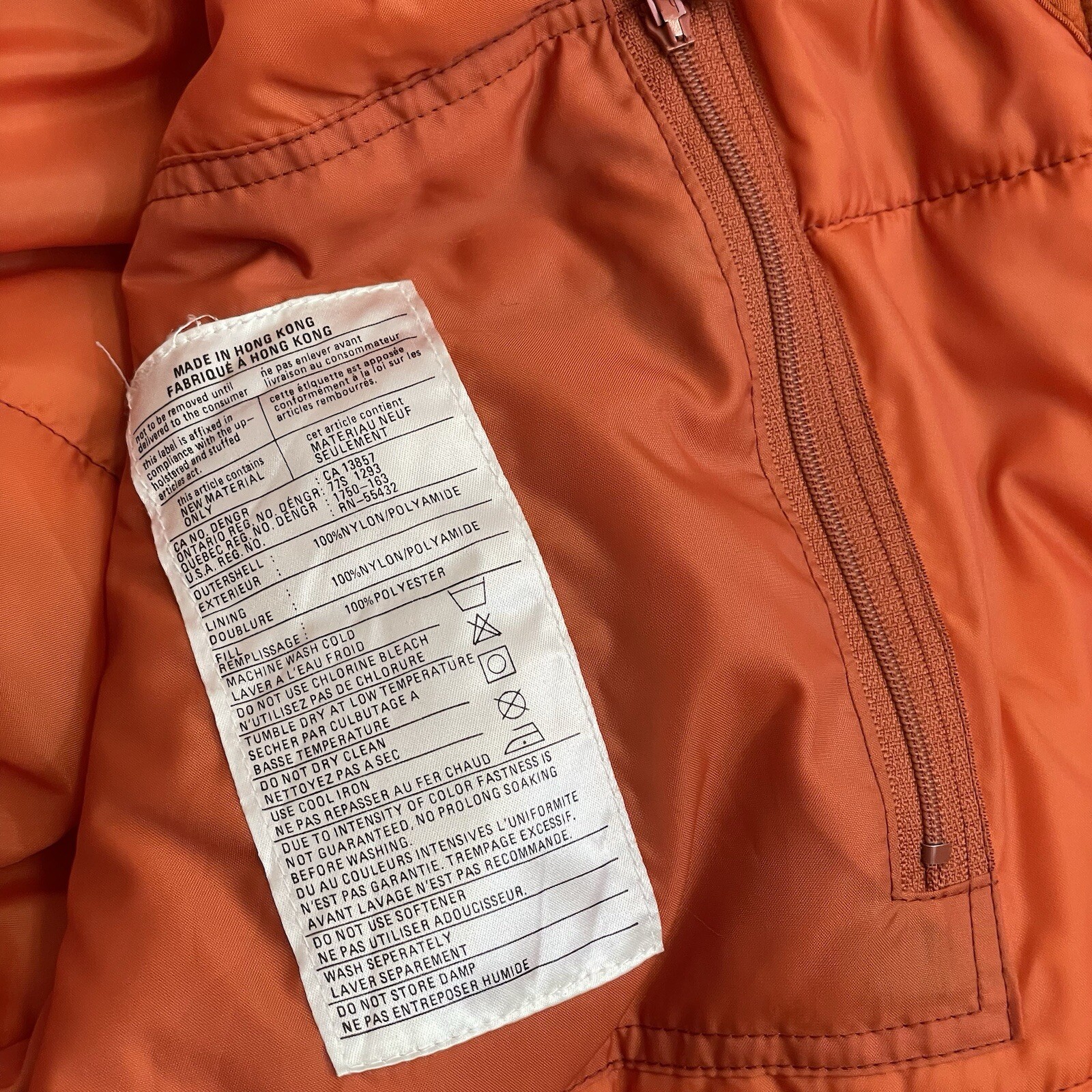 Vintage 80s FERA Orange Ski & Snow Winter Nylon Softshell Puffer Jacket sz 10