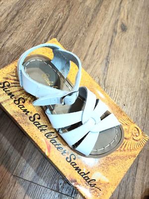 New Salt Water Sandals,original 883V,H&L, white leather sandals, youth 1,NIB