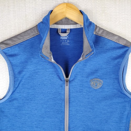 PUMA x MEDINAH CC Size Small Mens Full Zip Vest Performance Wicking Blue Golf - Picture 2 of 20